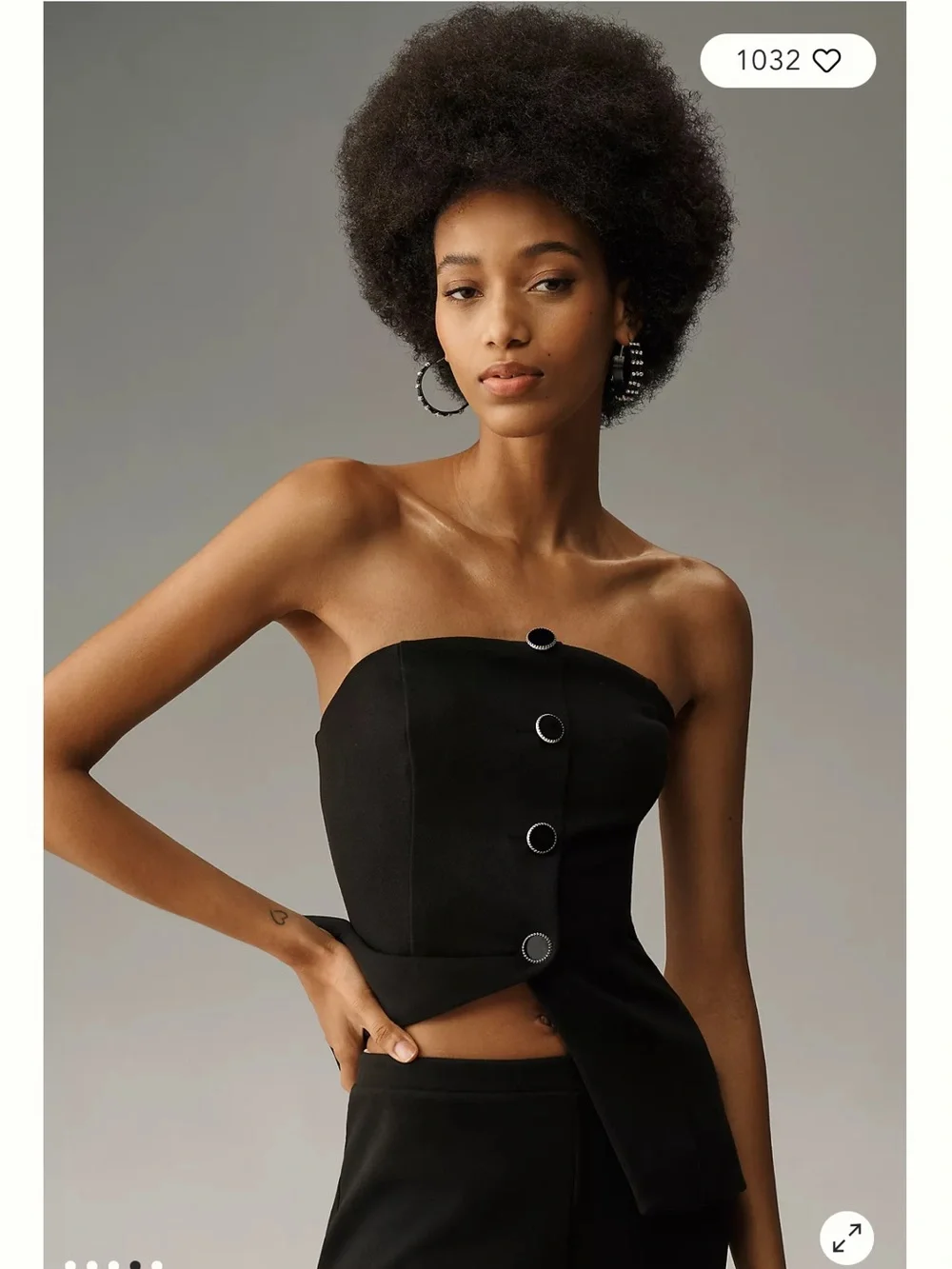 Reformation Pears Knit Two Piece Set Black Strapless Peplum Top Wide Leg Pants S